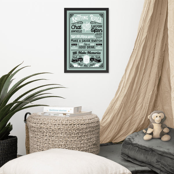 Knitting Rules Jade Framed poster