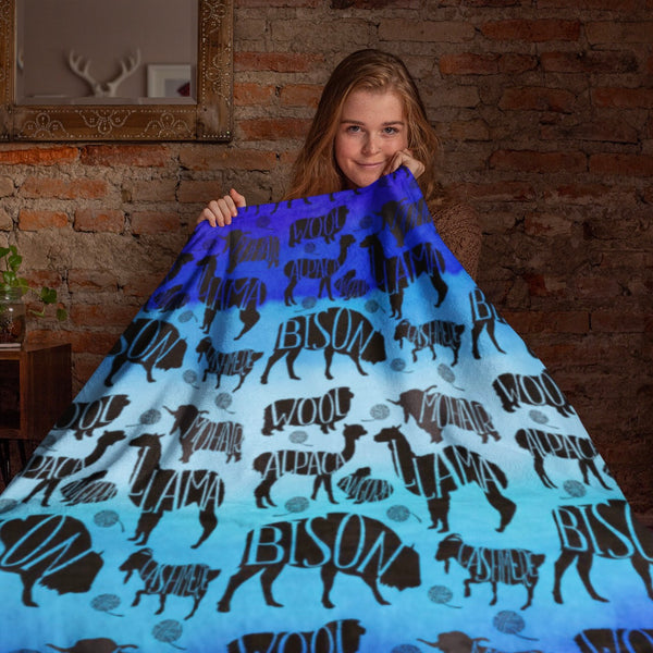 Blue Animals Throw Blanket